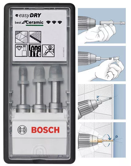 Assortiment 3 forêts diamantés easyDRY BOSCH pour carrelage
